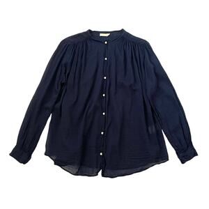 Giada Forte Shirt Cotton/Silk Blend Blouse - Navy Blue - Size I - S